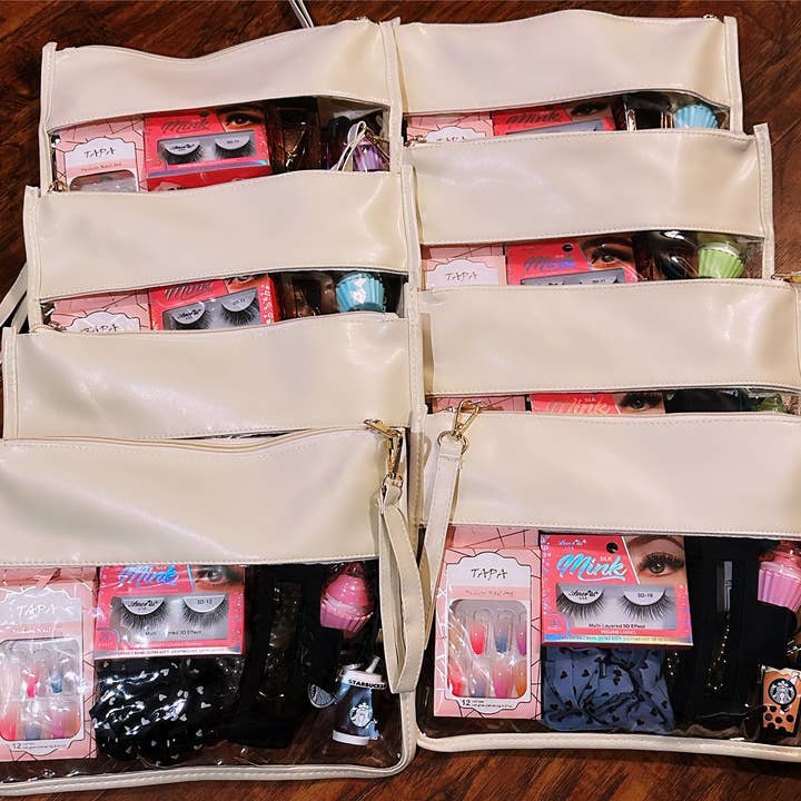 Harper & Barlow - Wholesale Makeup/Cosmetic Bag - Chenille bags with 7 beauty items