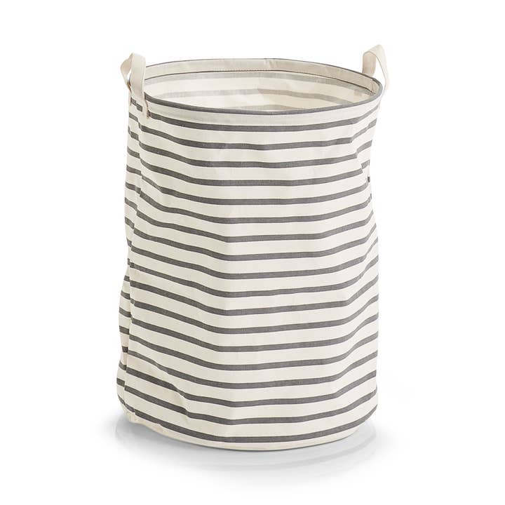 grey Laundry basket "Stripes", canvas, gray for wholesale on Faire0