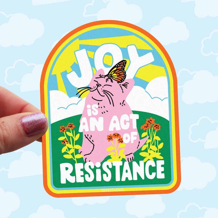5 Eye Studio - Wholesale Sticker - Joy is an Act of Resistance Kitten Vinyl Sticker0