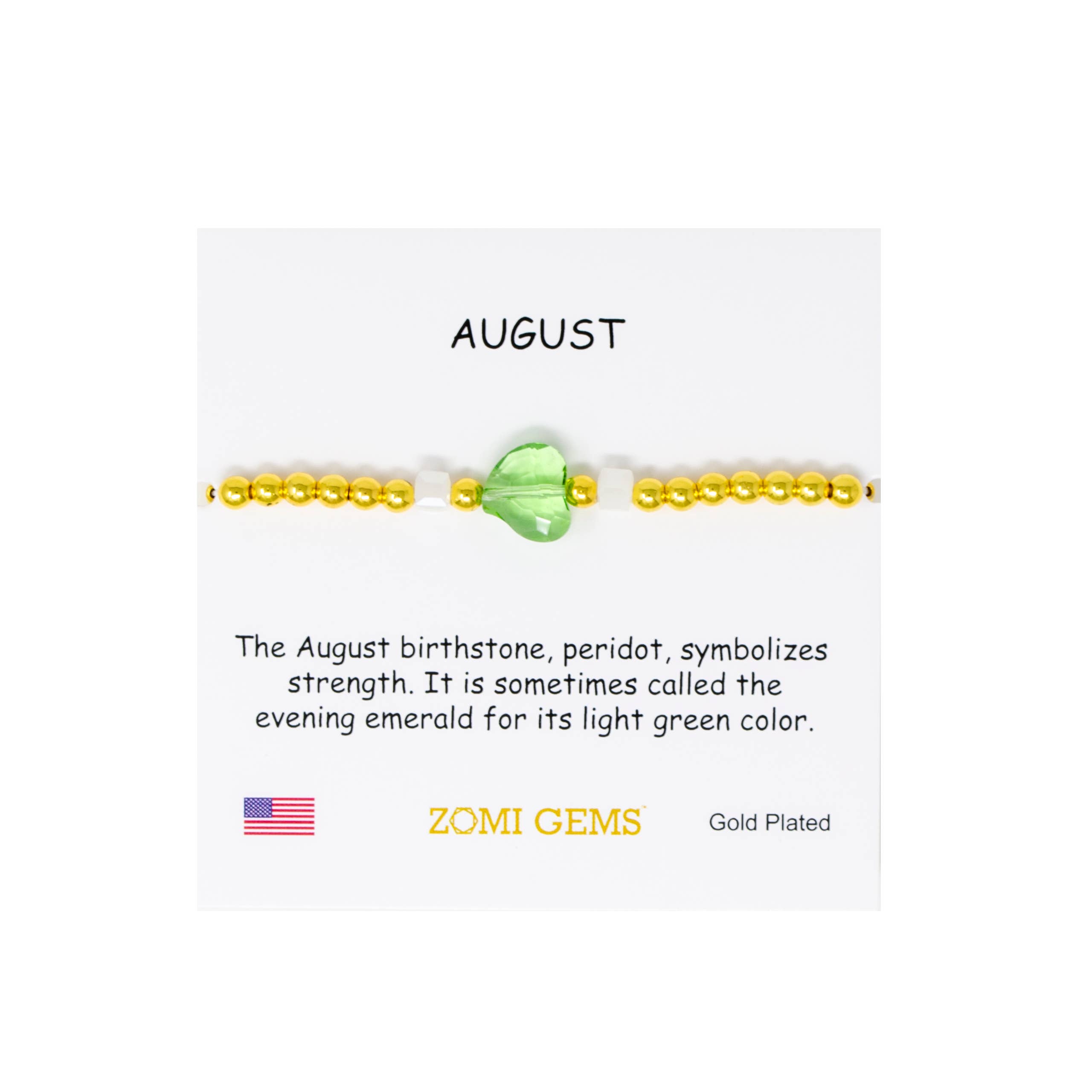 Tiny Treats and ZOMI GEMS - Wholesale Beaded Bracelet - Kids - Stretchy Gold Bead Heart Birthstone Bracelets for Kids10