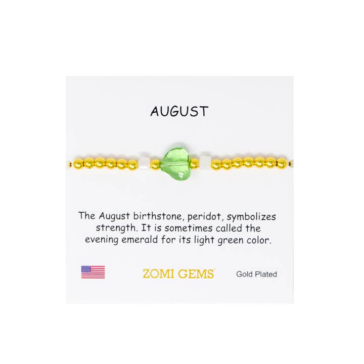 Tiny Treats and ZOMI GEMS - Wholesale Beaded Bracelet - Kids - Stretchy Gold Bead Heart Birthstone Bracelets for Kids10