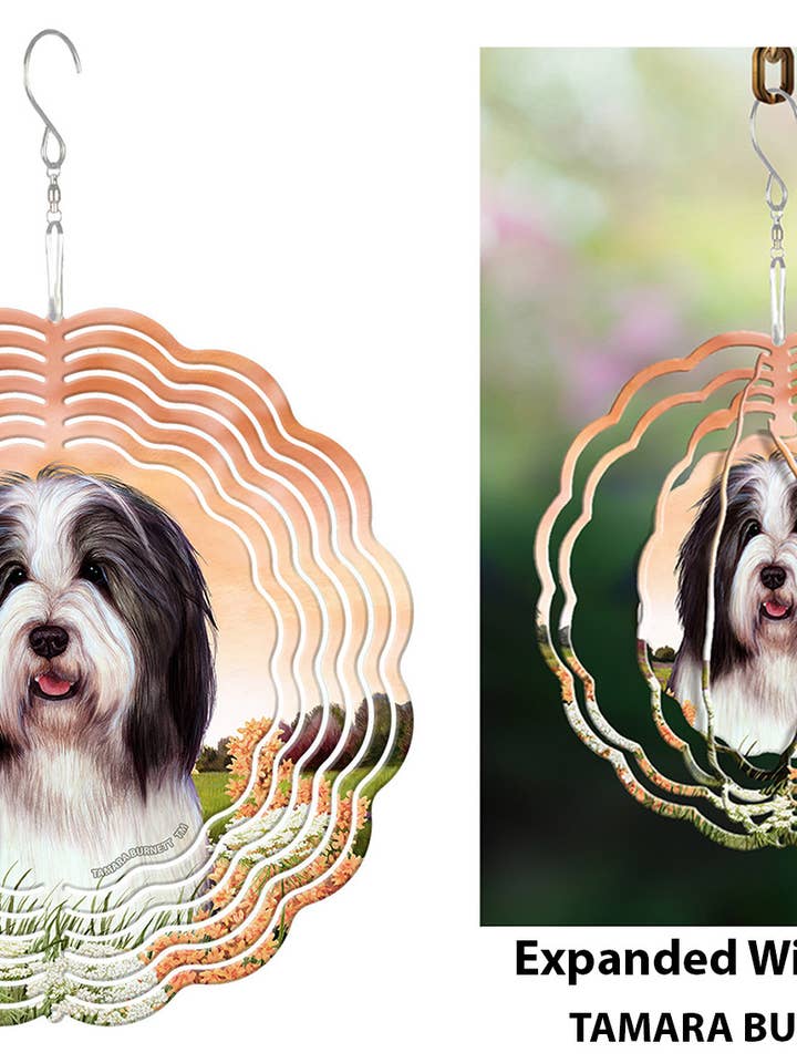 Bearded Collie Black and White - Wind Spinner for wholesale by Pet Gifts USA, LLC