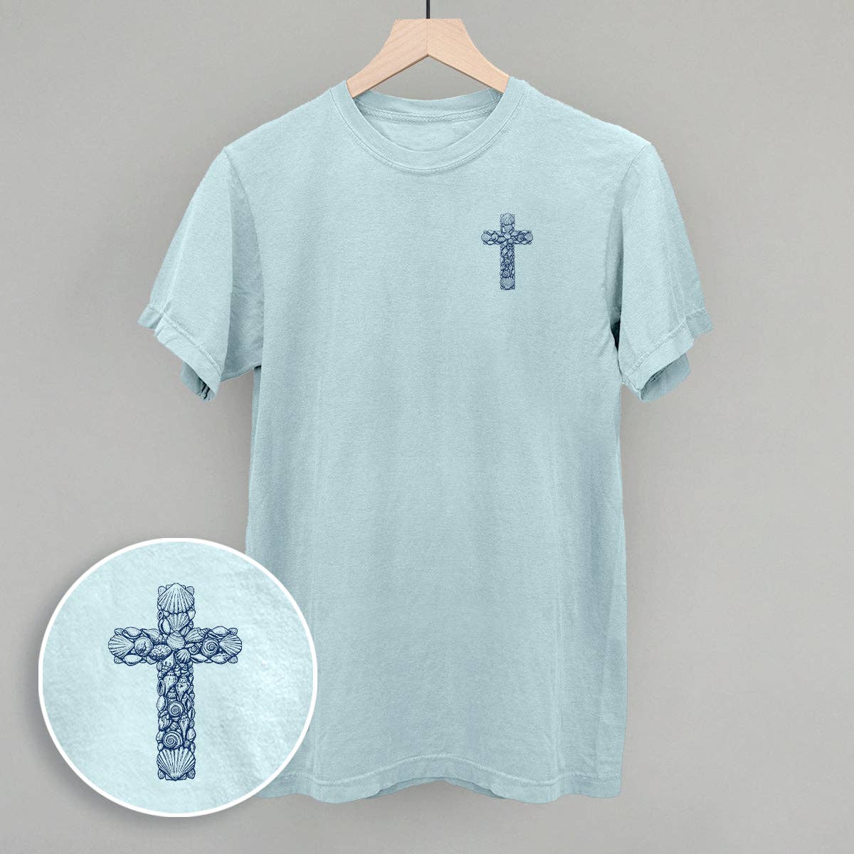 Ivy + Cloth - Wholesale Screen Printed T-Shirt - Women's - Seashell Cross (Left Chest)0