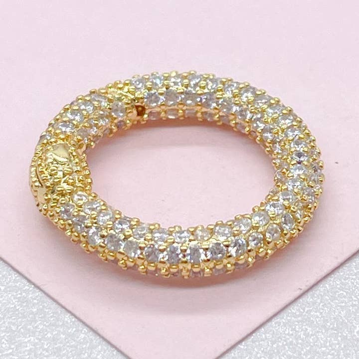 18k GF CZ Carabiner Clasp for Jewelry Making for wholesale by Milie