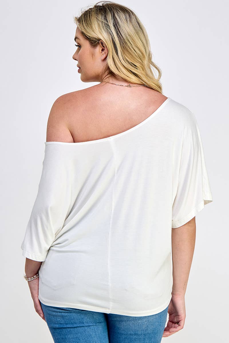 Haute Fox Plus Size & Contemporary - Wholesale Knit Top - Women's - Plus Size Solid Dolman Drape Top PL2188P-T22