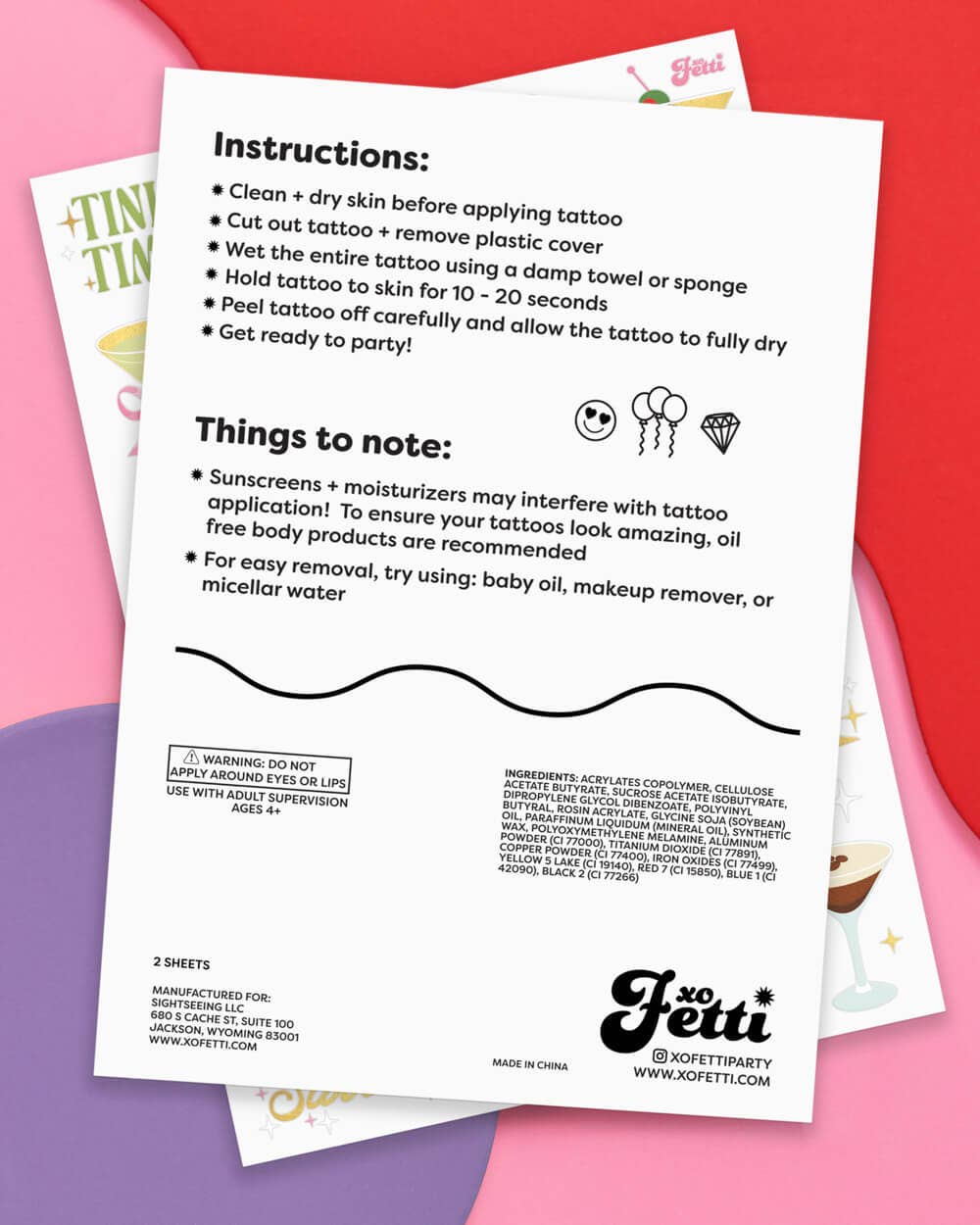 xo, Fetti - Wholesale Temporary Tattoo - Extra Dirty Martini Temporary Tattoos | 50 Pack, Cheers7