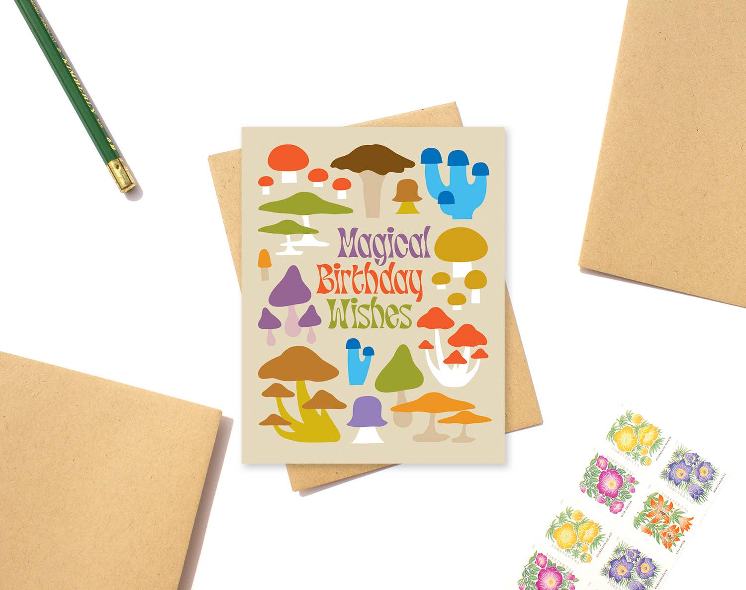 Klinger Creative - Wholesale Birthday Card - Magical Mushrooms Birthday Card colorful fungi funny eco A23