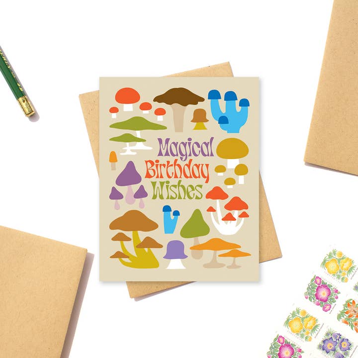 Klinger Creative - Wholesale Birthday Card - Magical Mushrooms Birthday Card colorful fungi funny eco A23