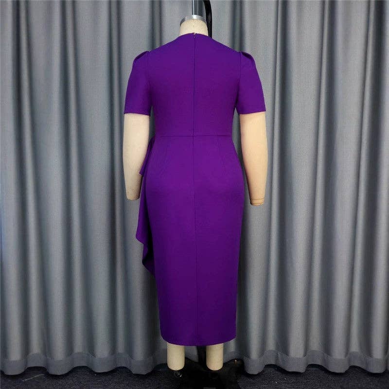 PURPLE Floral Embroidered High Neck Cocktail Dress for wholesale on Faire3