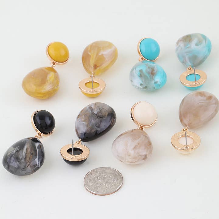 3AM BY H&D ACCESSORIES - Wholesale Dangle Earrings - Marble Stone Teardrop Earrings6