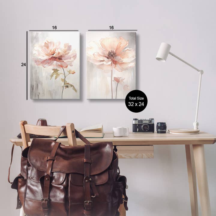 Stupell Industries – wholesale Väggdekor - Barn och baby – Mjukrosa blommande blommor canvas konst