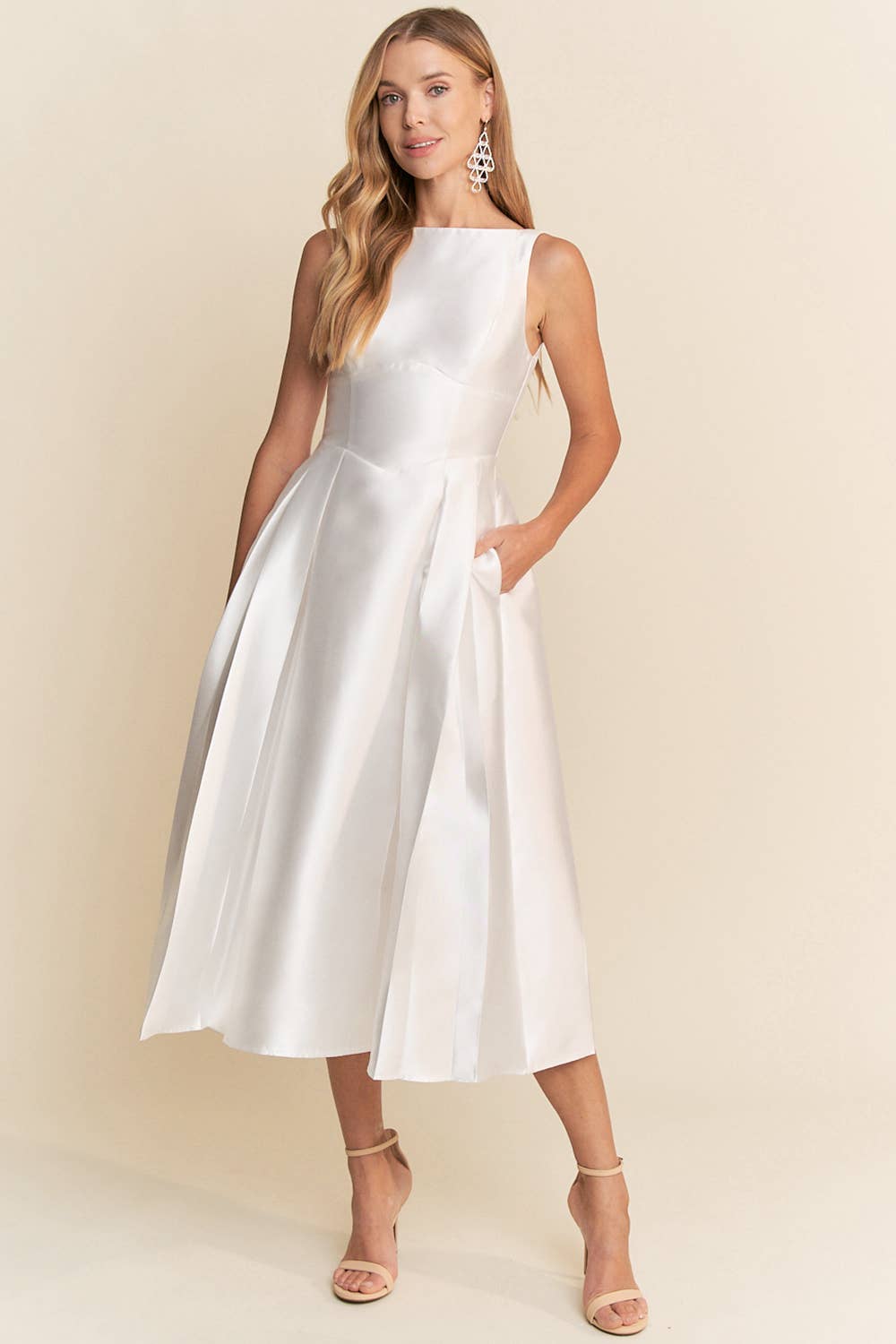 Maniju – Engroshandel Kjole - Dame – Taffeta midi-kjole med lommer5