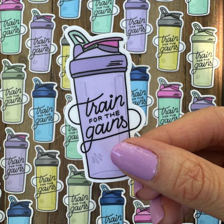DoodleStation - Wholesale Sticker - Train for The Gains / Shaker Bottle Sticker / Vinyl Sticker2