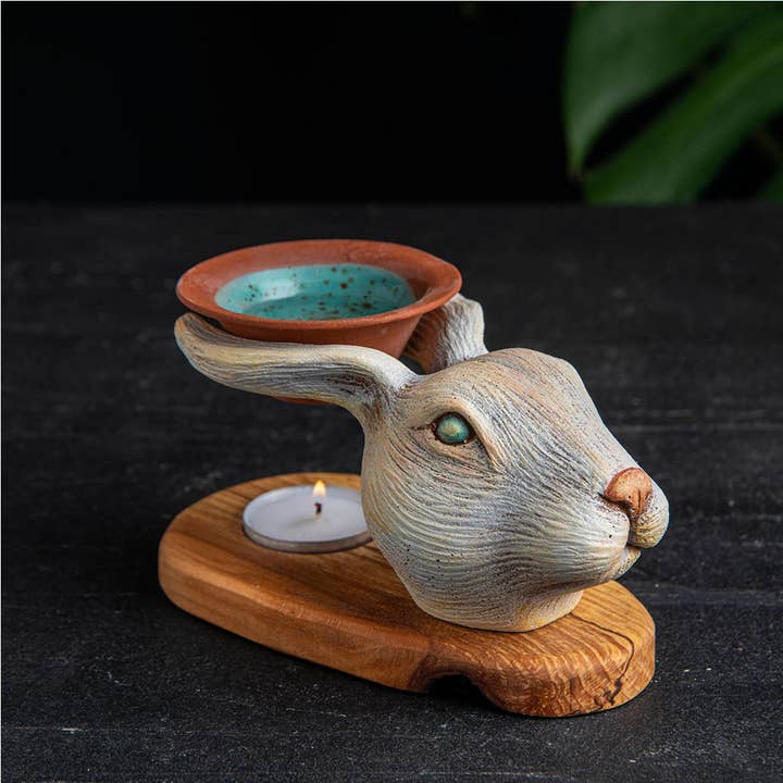 Troy Touch - Venta al por mayor Calentador de cera - Quemador de Aceite con Conejo Blanco, Incensario de Conejo Negro, Calentador de Cera1