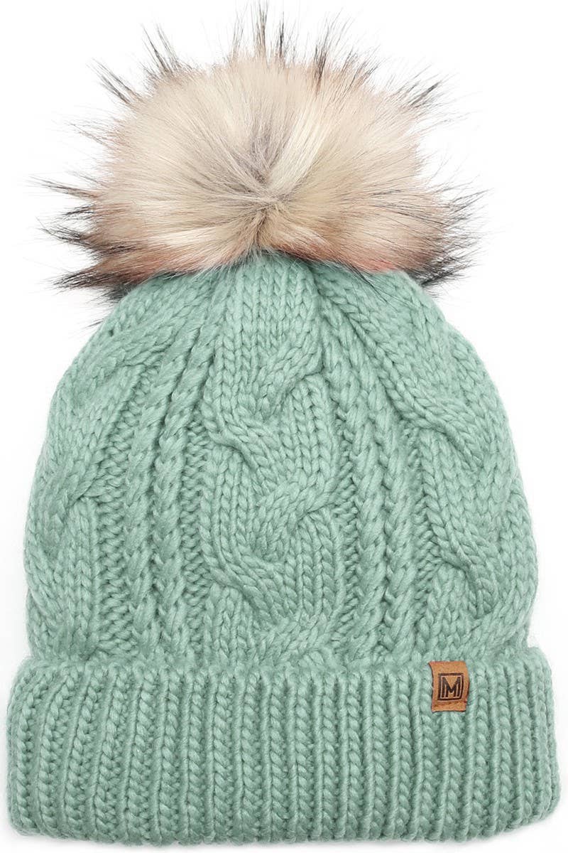 Fashion City - Wholesale Beanie - Women's - Women's Faux Fur Pom Beanie Hat with Sherpa Lining19