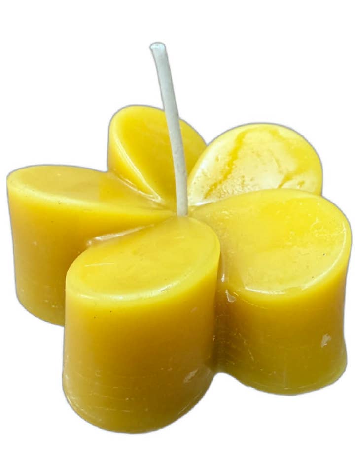 Beeswax Plumeria Flower Pillar Candle Handmade – Gold for wholesale by BEE HEALTHY CANDLES