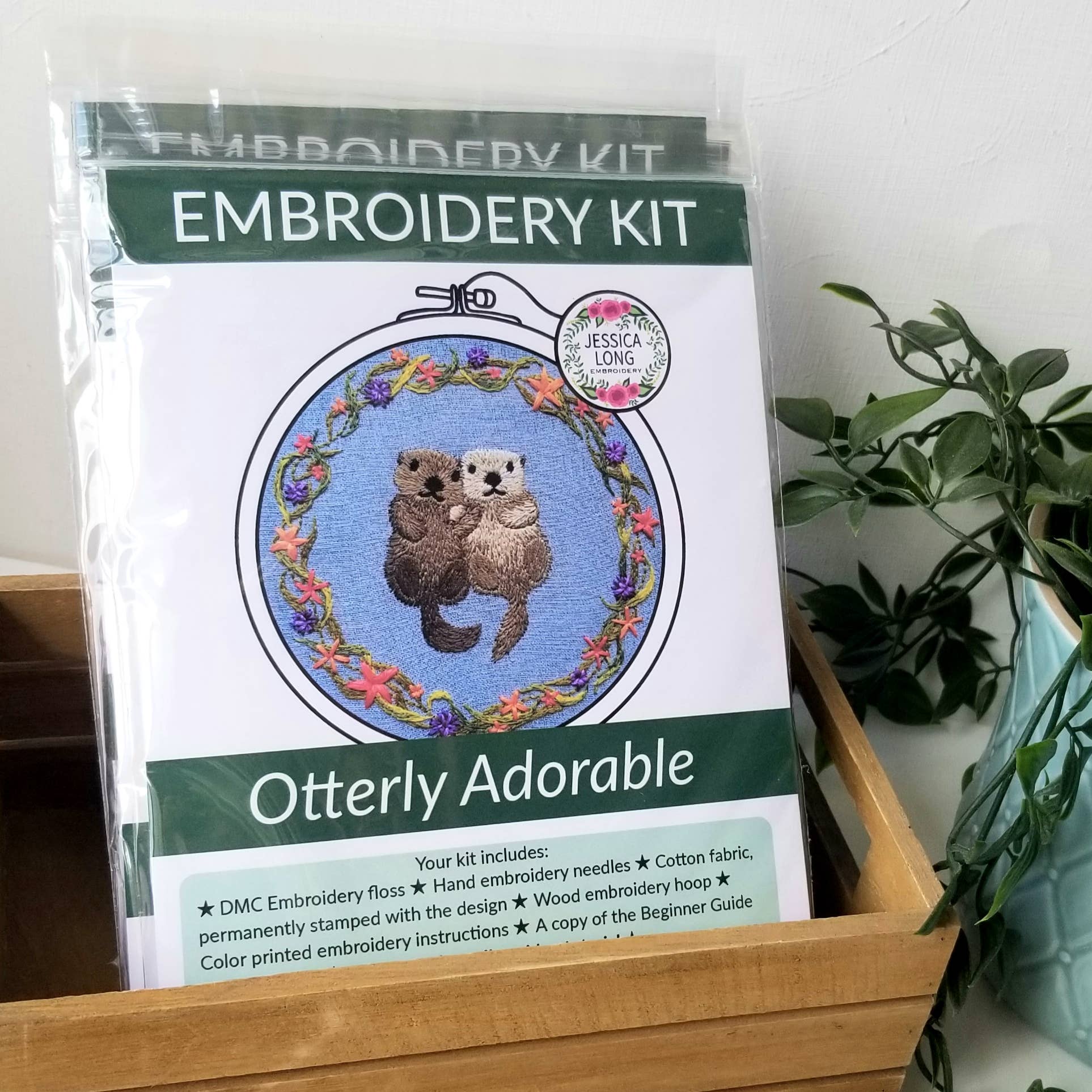 Jessica Long Embroidery - Wholesale Embroidery/Cross Stitch Supplies - Otterly Adorable Embroidery Kit3