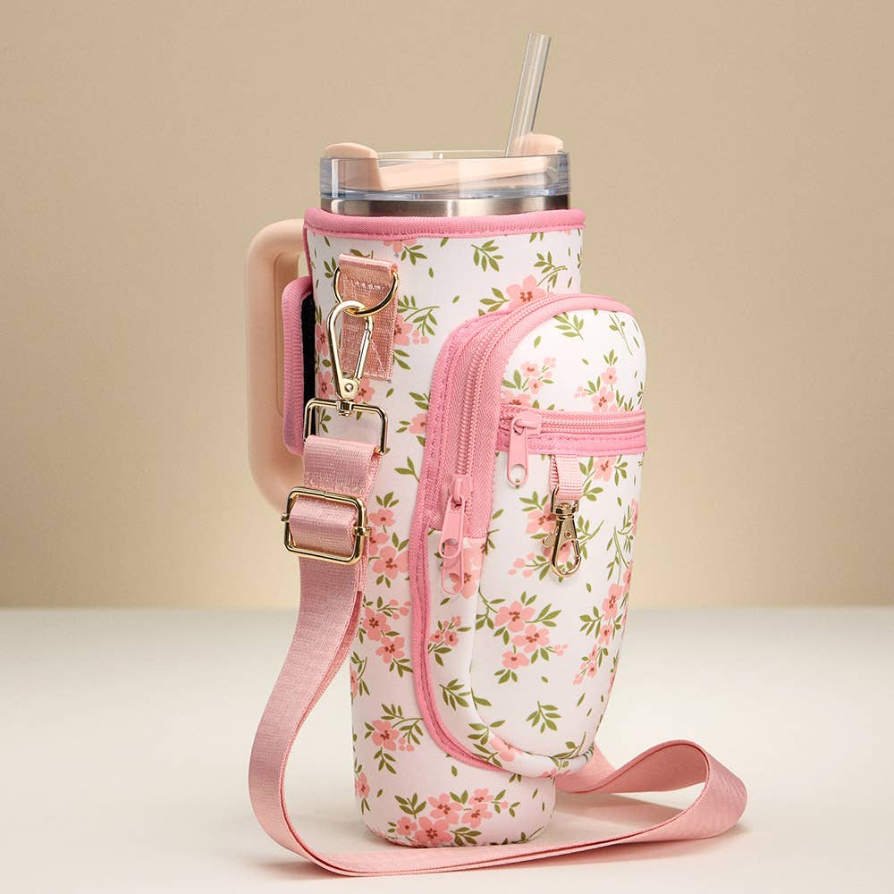 Sensibling Corp. - Wholesale Pouch - Women's - Flower Pattern Tumbler Carrier Holder Bag1