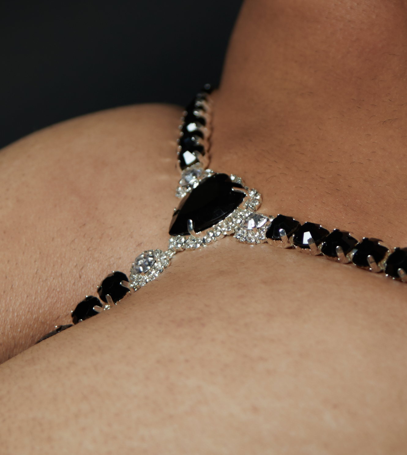 Project Claude - Wholesale Underwear - Men's - Black Velvet "Crystal Heart" Diamond T-Back3