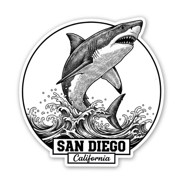 San Diego Icon - Great White sticker for wholesale by Sticker Atlas