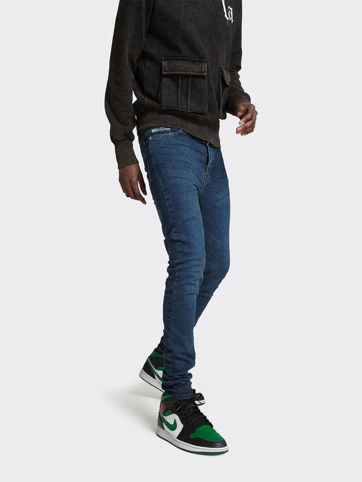 Jeans Skinny Fit Azul Escuro por atacado de London Attitude