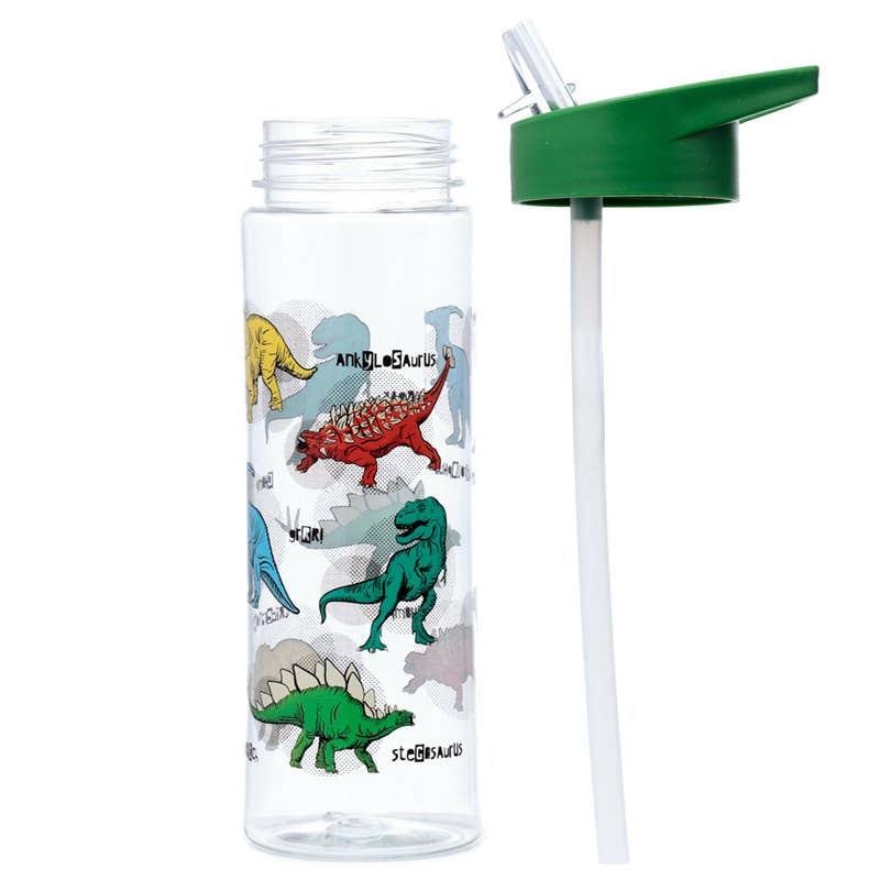 Puckator Ltd - Wholesale Water Bottle - Plastic 550ml Water Bottle with Flip Straw - Dinosauria2