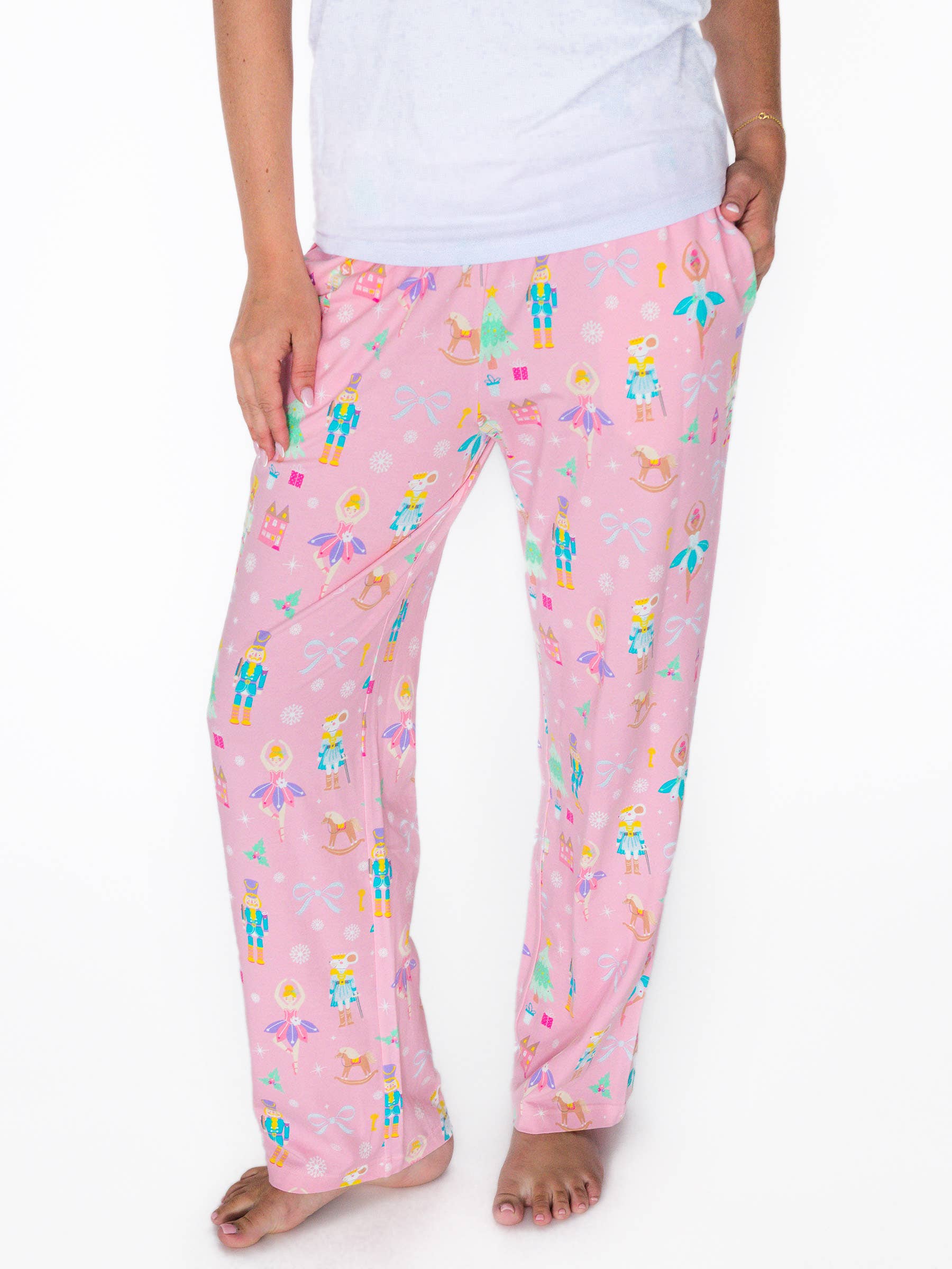 Pink SoftSnooze™ Adult Cotton Modal Sugarplum Dreams Pajama Pants for wholesale on Faire1