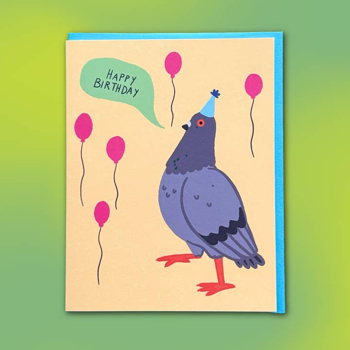 Pigeon Happy Birthday Greeting Card for wholesale by Sidewalk Press