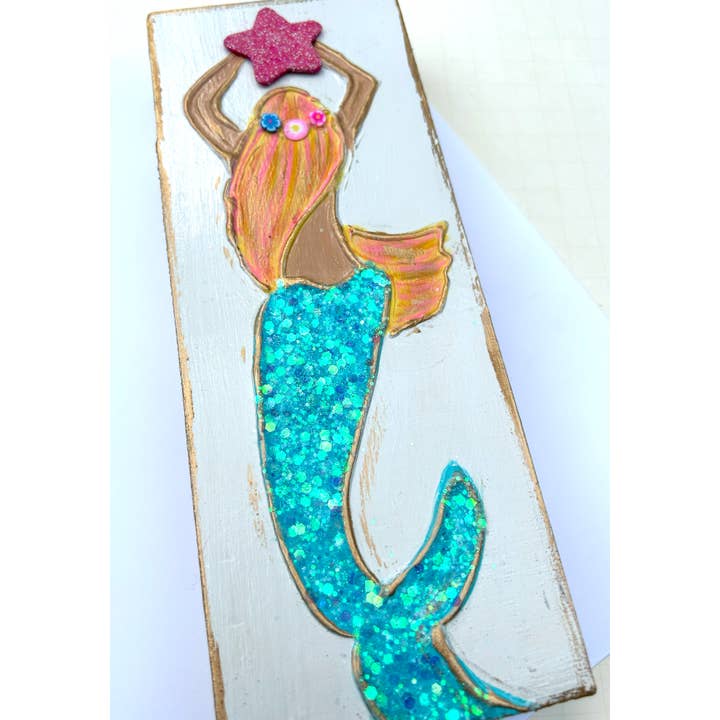 Coddiwomple - Vente Tableau/dessin - Sirène à paillettes | plage côtière nautique sous la mer Ariel