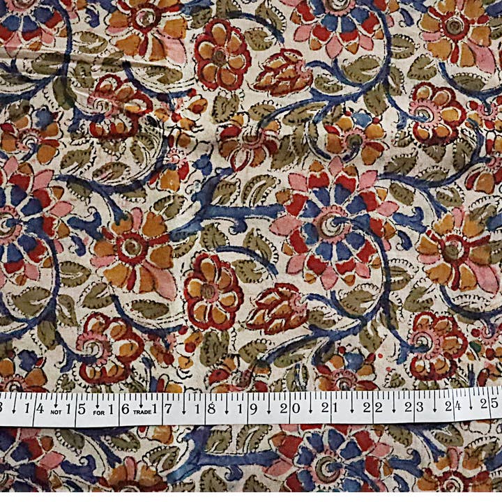White Lotus Fashions - Wholesale Fabric - Hand Block printed cotton fabric; width-44"; Length-3 yards1