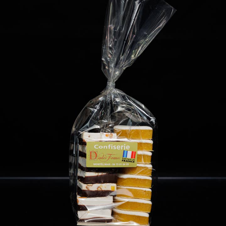 200 g bag of nougat with candied orange peels and calissons for wholesale by Doulce France