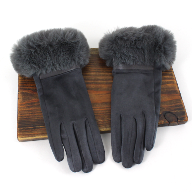 Pretty Persuasions - Wholesale Gloves - Women's - A25014 Suede-Like Gloves w/Faux Fur0