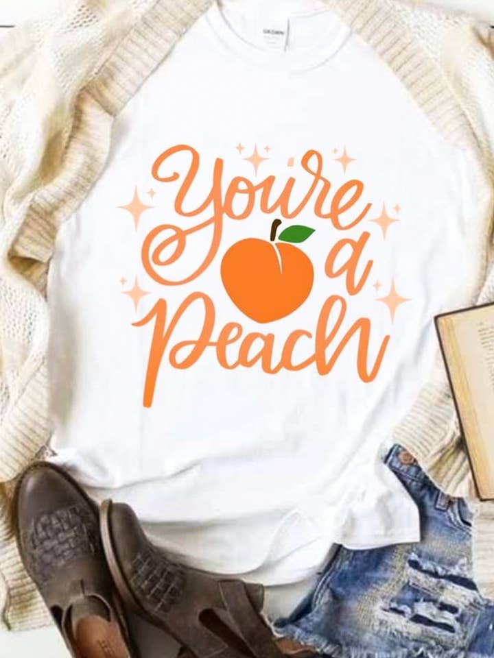 Peach Closet - Wholesale Screen Printed T-Shirt - Women's - You're A Peach Tee0