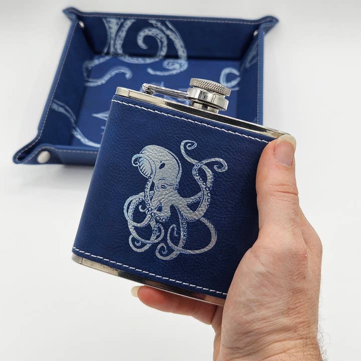 BoozeGuard Leather Flask - Blue for wholesale by Made and Assembled