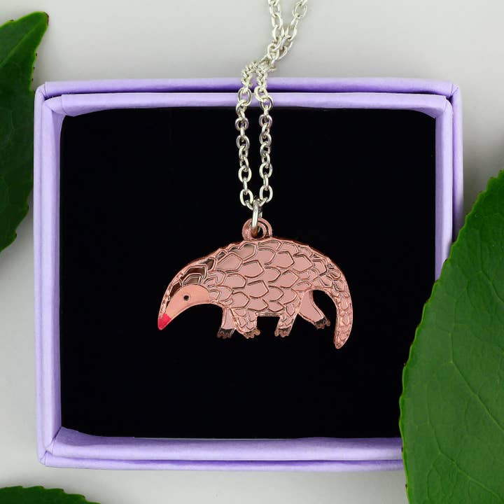 Pangolin Charm Necklace - Rose Gold for wholesale on Faire