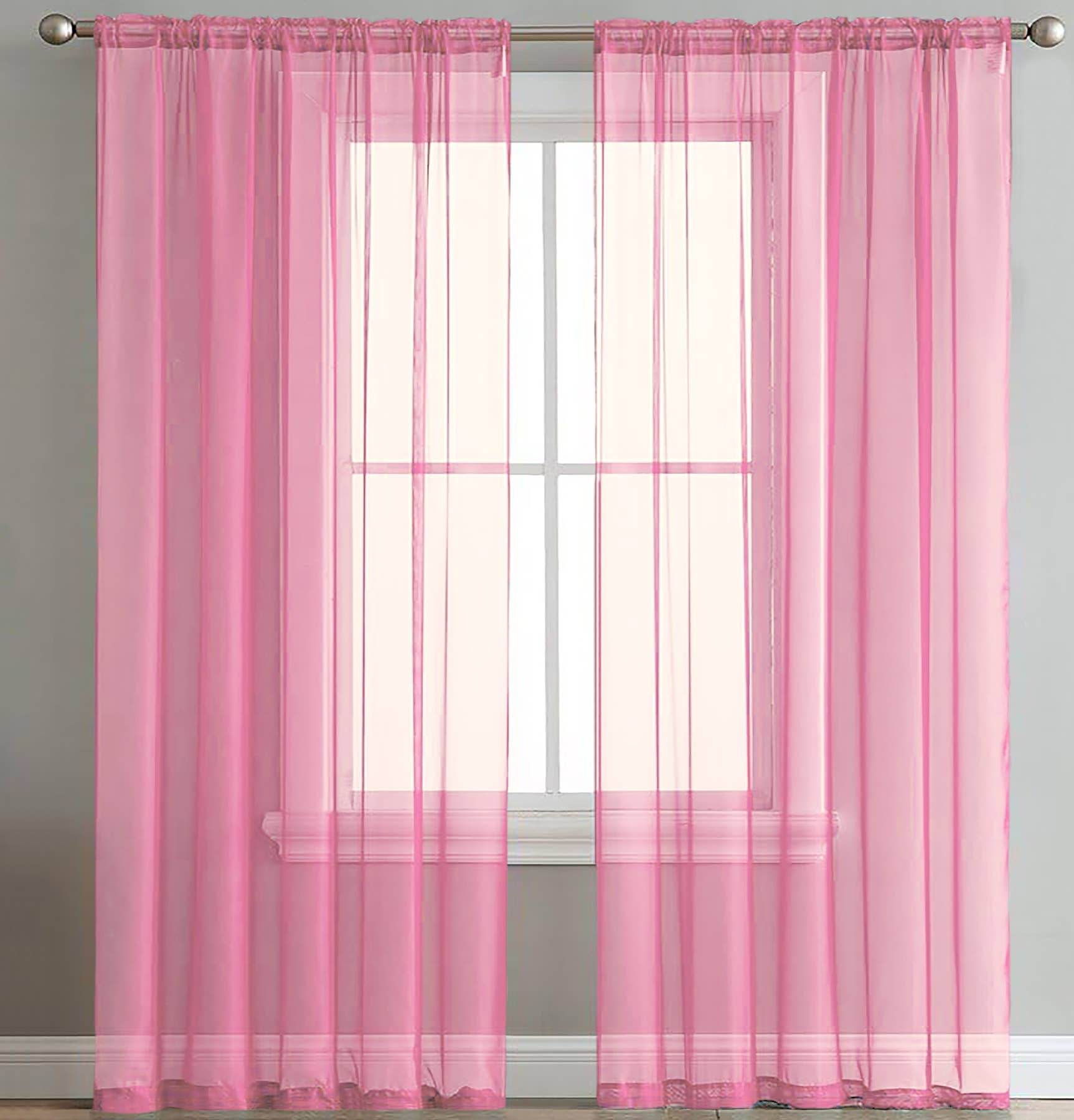home mart goods - Wholesale Curtain - 84" Long, 2 Panels - Sheer Window Rod Pocket Curtain Set9