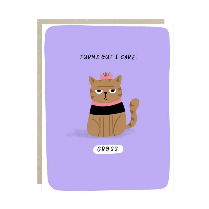Cat Cares Gross Funny Greeting Card for wholesale by Barone and Co.