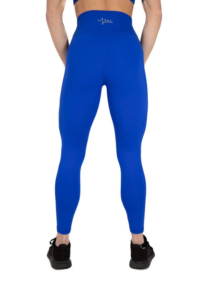 Vital Apparel – Leggings de desporto/casuais - Mulher por atacado – Legging de bolso resiliente azul royal