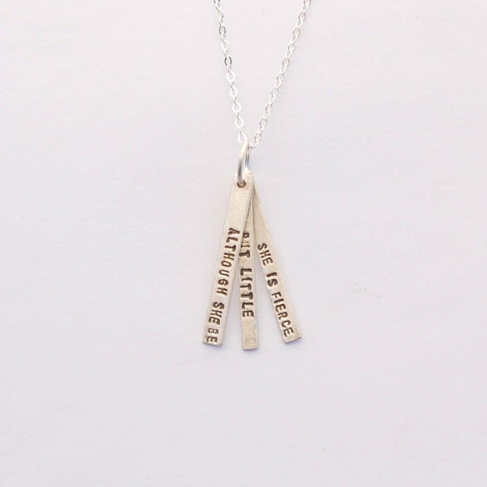 Chocolate and Steel - Wholesale Pendant/Charm Necklace - And though she be but little she is fierce - Shakespeare quote necklace0