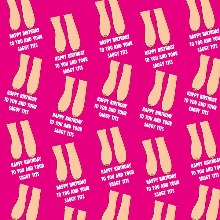 Cheeky Chops Cards & Wanky Candles - Wholesale Inpakpapier - Inpakpapier 6 vellen grappige hangtieten voor de verjaardag