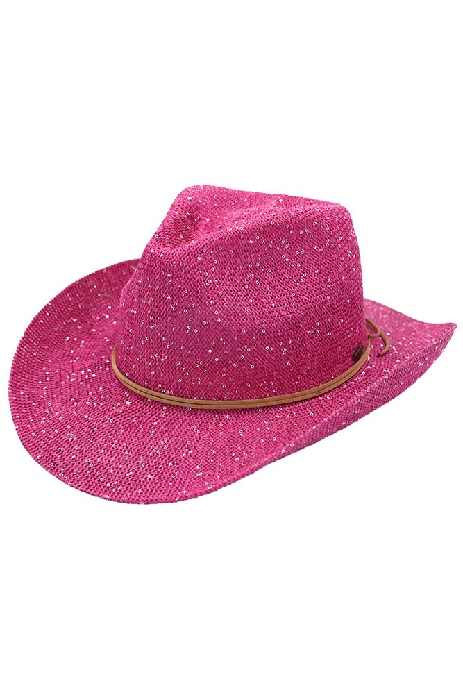 Hana - Vente Chapeau de cowboy – femme - Chapeau de cowboy à paillettes C.C3