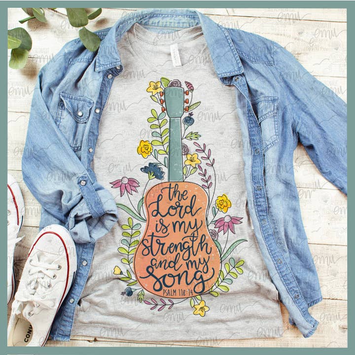 The Lord is My Strength and my song (low heat) for wholesale by Inspired Me Designs LLC.
