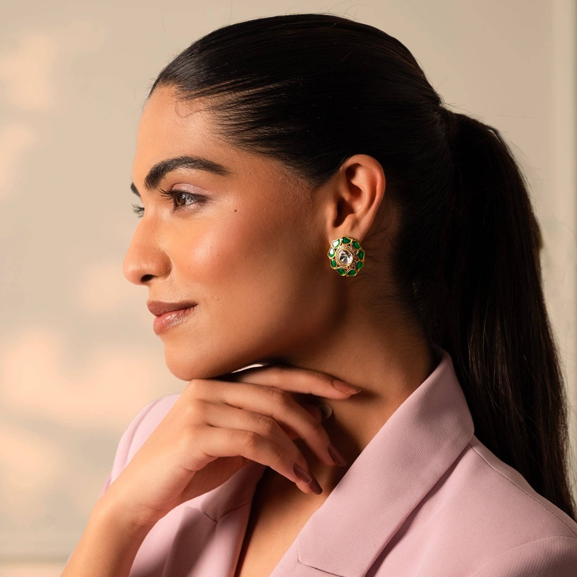 Vinnis Jewelry - Wholesale Dangle Earrings - Midnight Meenakari Kundan Stud Earrings – Royal Blue Ethnic Jewelry5