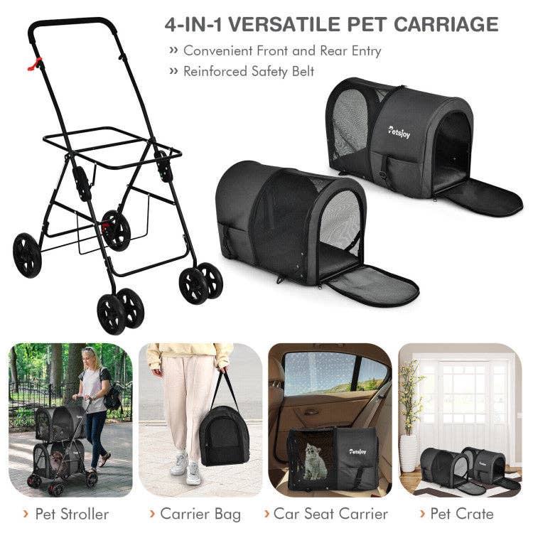 Furr-Baby Gifts - Wholesale Pet Carrier - Cat/Dog - 4-in-1 Double Pet Stroller with Detachable Carrier and Trave8
