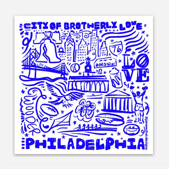 Iconic Philadelphia Sticker for wholesale by Jane W. Choi Designs