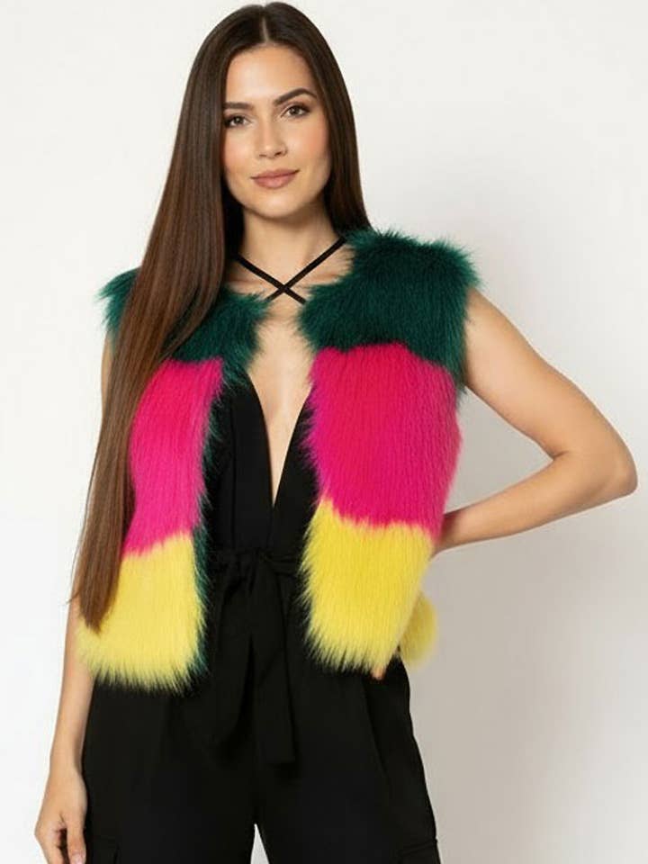 FUR SLEEVELESS VEST-T20367 for wholesale by CHERIE