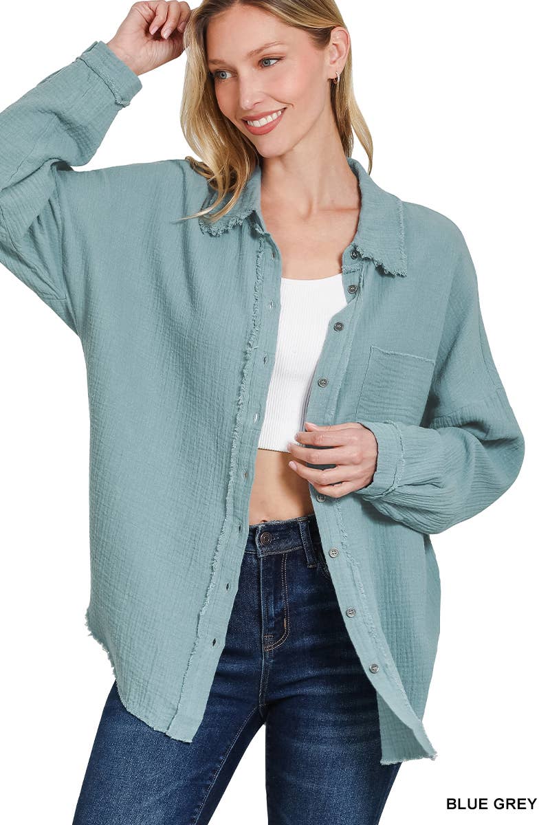 42POPS – Engroshandel Skjorte med buttondown – til kvinder – .OVERSTØRRELSE SKJORTE MED RÅ KANT OG BAGPATCH21