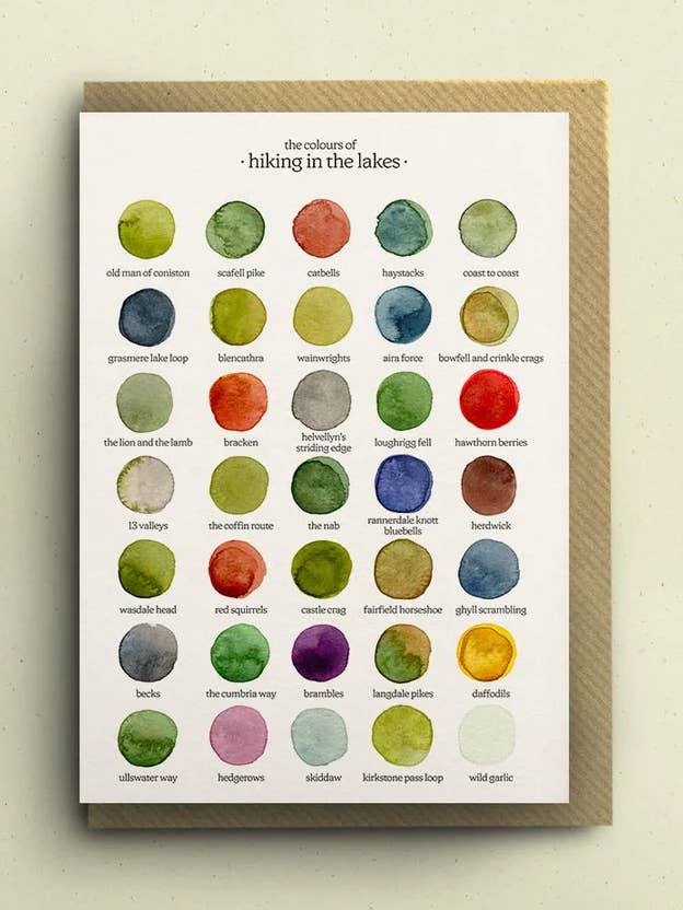 The Colours of Hiking in the Lakes Greetings Card for wholesale by By Tilly