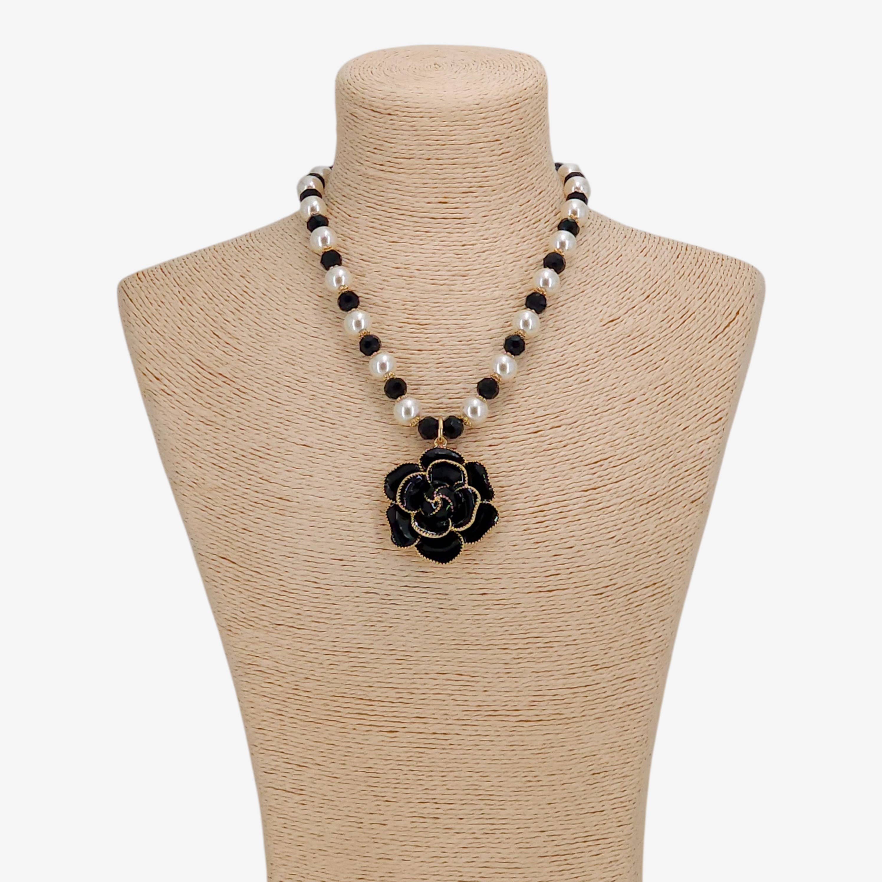 Bijoux Envie Statement Jewelry - Wholesale Pendant/Charm Necklace - Camellia Flower Pearl Necklace | Handmade Statement Jewelry2