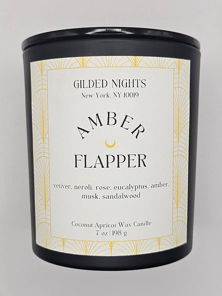 Amber Flapper 7 oz. Stearinlys for engroshandel hos Gilded Nights